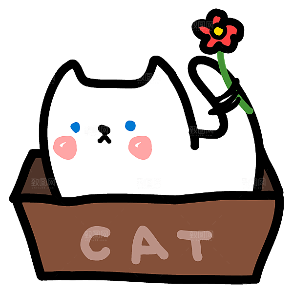 手绘简笔卡通可爱猫咪手账免抠PNG素材