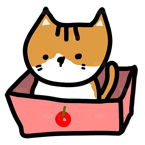 手绘简笔卡通可爱猫咪手账免抠PNG素材