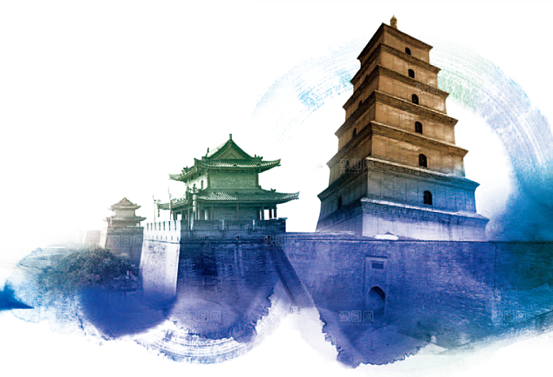 西安旅游地标建筑古都长安插图PNG素材