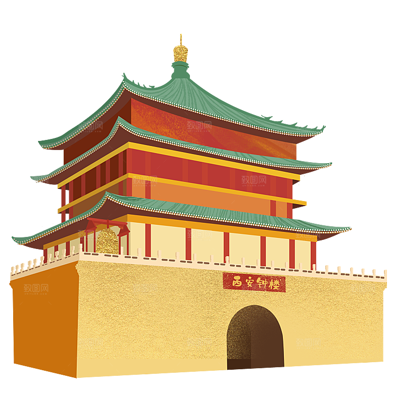 西安旅游地标建筑古都长安插图PNG素材
