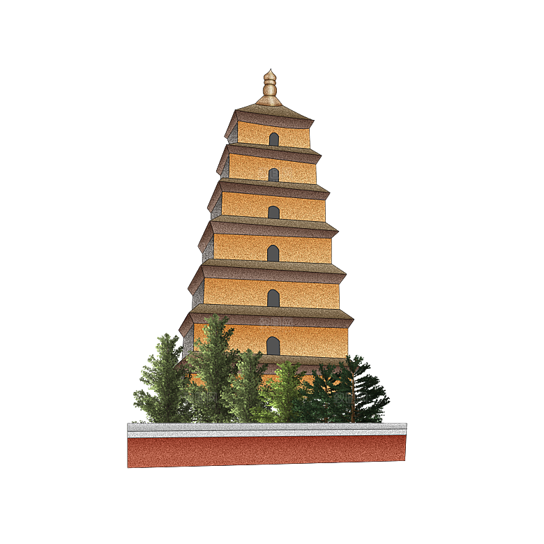 西安旅游地标建筑古都长安插图PNG
