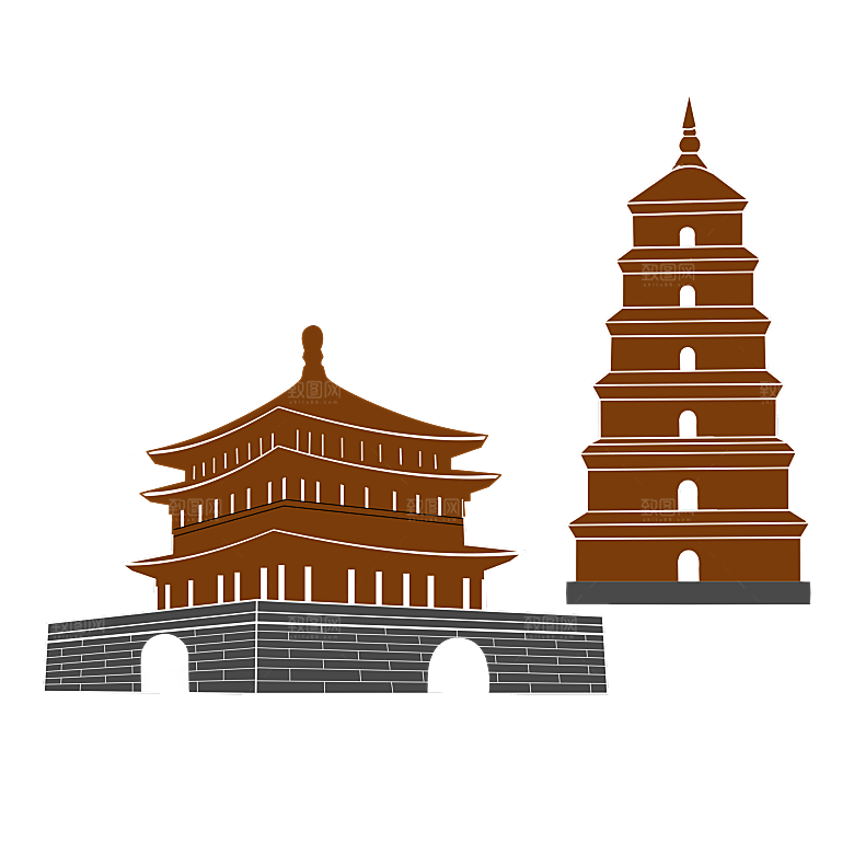 西安旅游地标建筑古都长安插图PNG