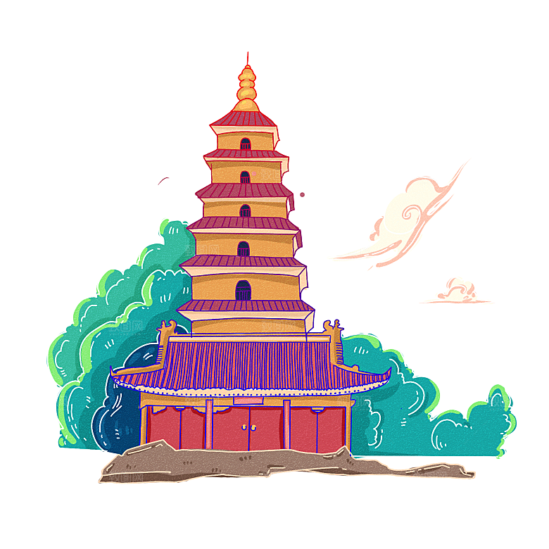 西安旅游地标建筑古都长安插图PNG素材