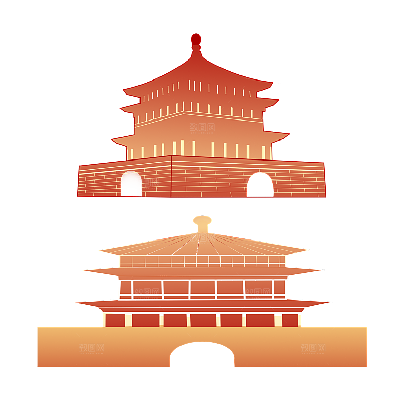 西安旅游地标建筑古都长安插图PNG素材