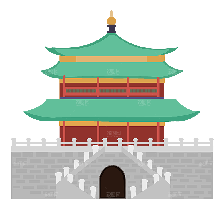西安旅游地标建筑古都长安插图PNG素材
