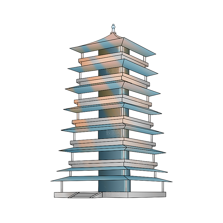 西安旅游地标建筑古都长安插图PNG素材