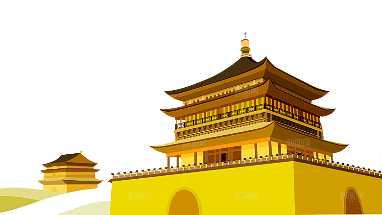 西安旅游地标建筑古都长安插图PNG素材