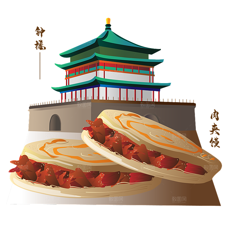 西安旅游地标建筑古都长安插图PNG素材