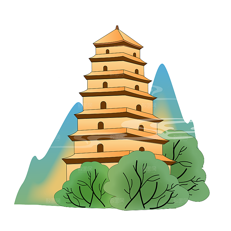 西安旅游地标建筑古都长安插图PNG
