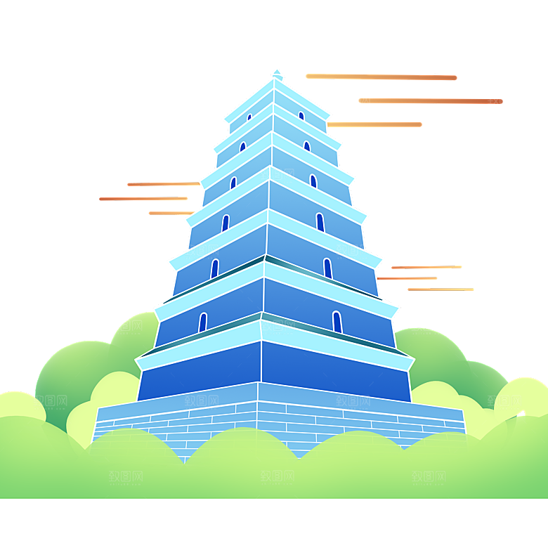 西安旅游地标建筑古都长安插图PNG