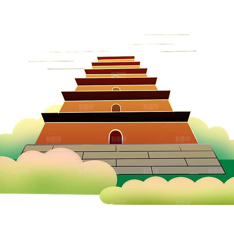 西安旅游地标建筑古都长安插图PNG