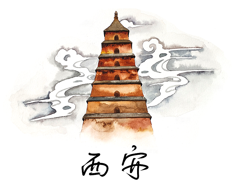西安旅游地标建筑古都长安插图PNG