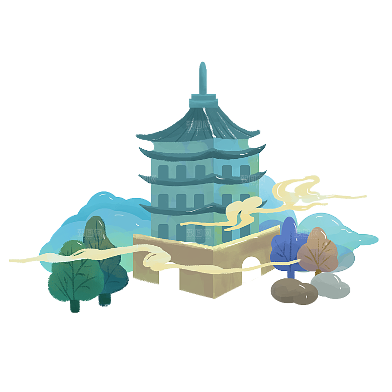 西安旅游地标建筑古都长安插图PNG