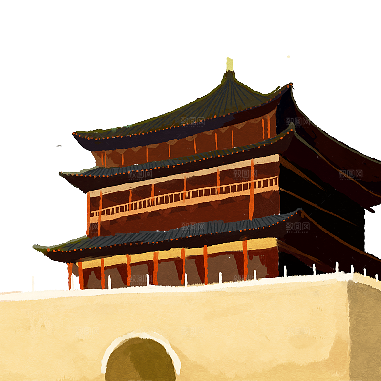 西安旅游地标建筑古都长安插图PNG