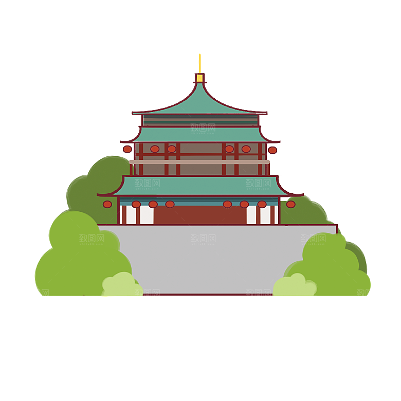 西安旅游地标建筑古都长安插图PNG