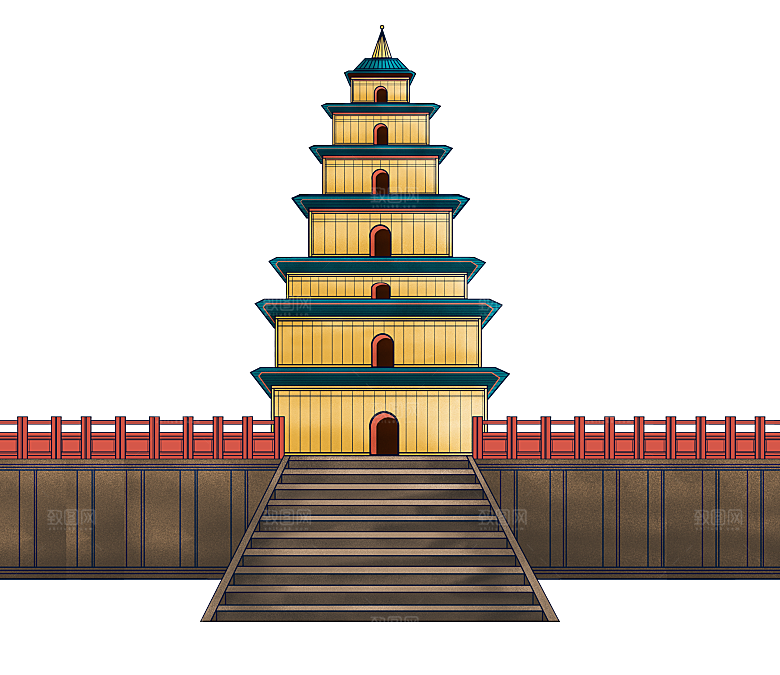 西安旅游地标建筑古都长安插图PNG