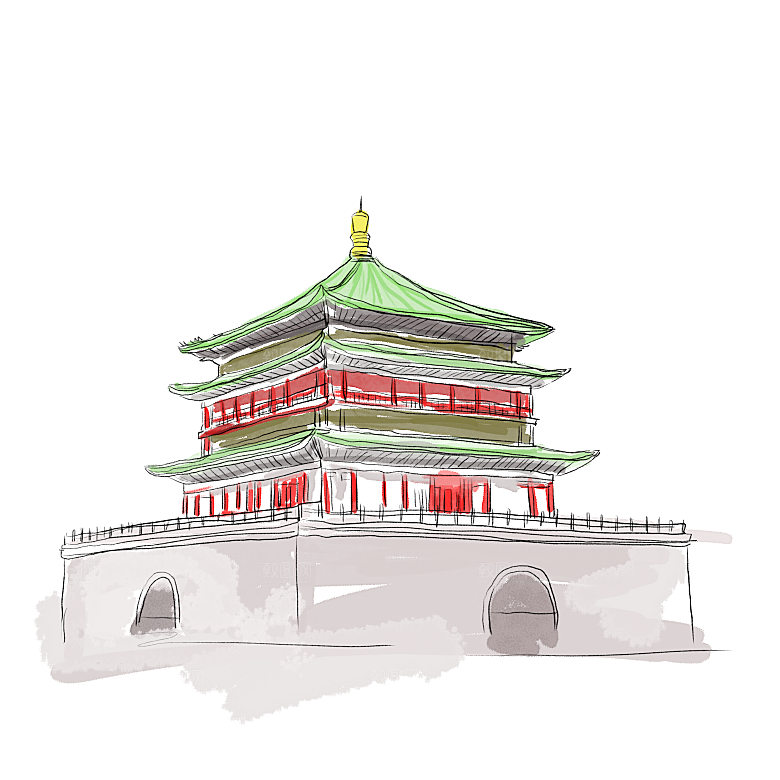 西安旅游地标建筑古都长安插图PNG素材