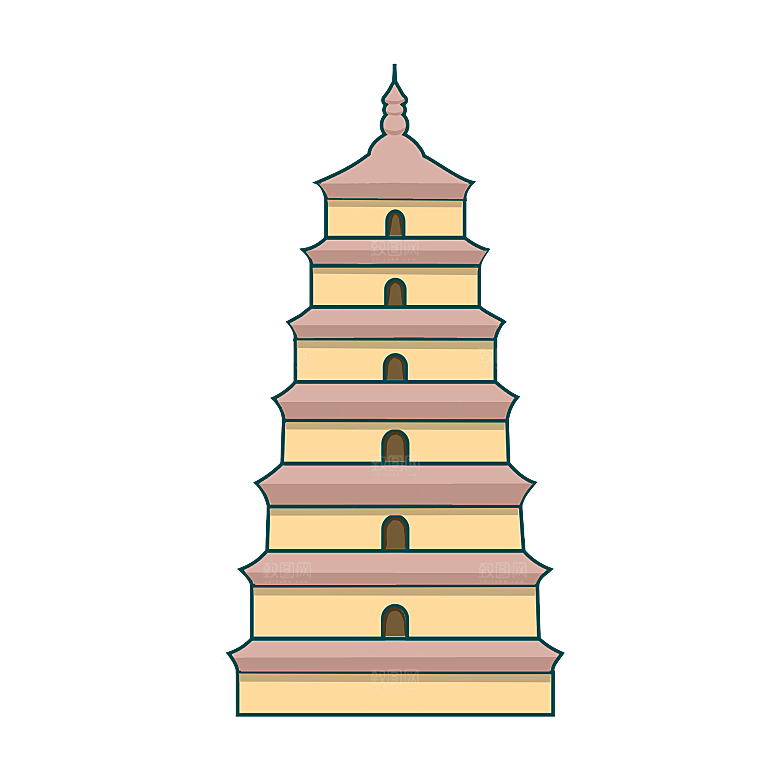 西安旅游地标建筑古都长安插图PNG素材