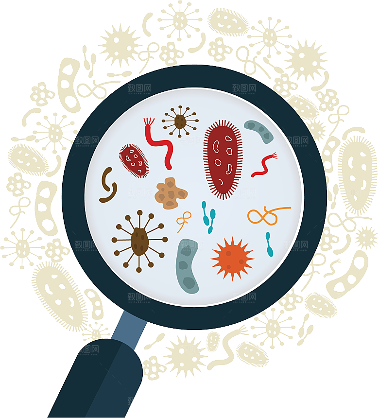 生物医学卡通流行病毒细菌细胞基因医疗素材