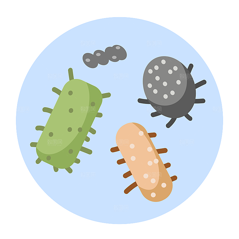 生物医学卡通流行病毒细菌细胞基因医疗素材