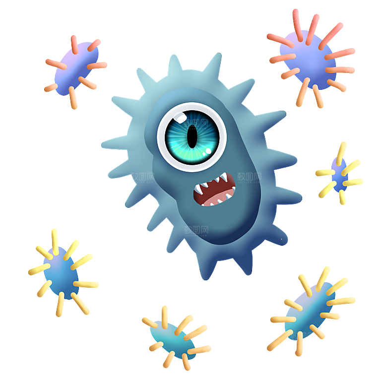 生物医学卡通流行病毒细菌细胞基因医疗素材