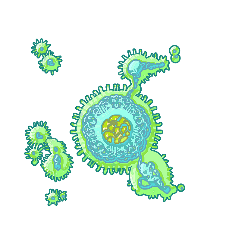 生物医学卡通流行病毒细菌细胞基因医疗素材