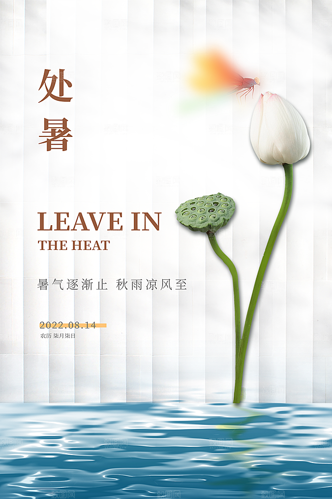 处暑节气简约大气海报