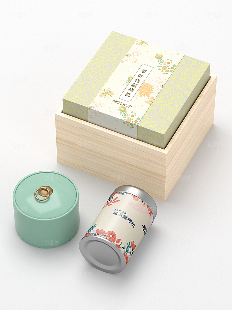 创意茶叶罐装礼盒包装样机设计