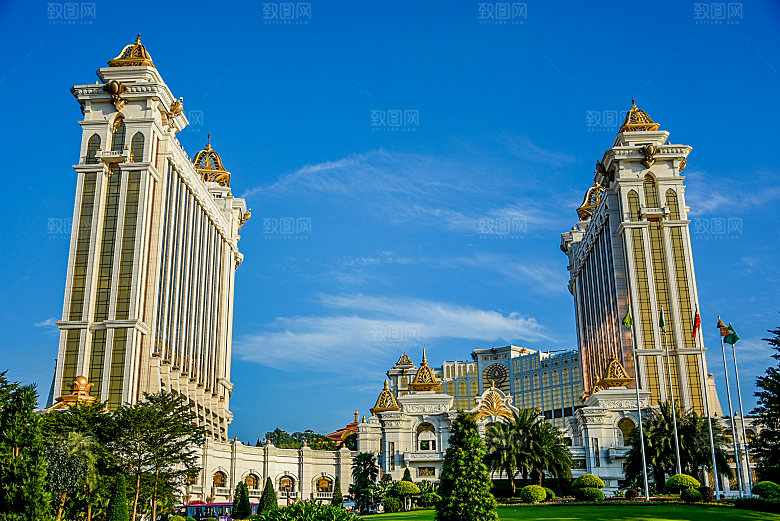 澳门美丽的城市建筑与蓝天