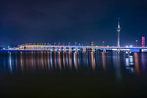 夜景澳门西湾大桥