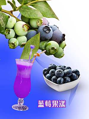 饮品蓝莓果汁海报