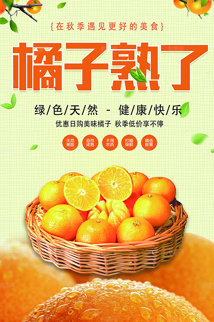 新鲜水果橘子海报