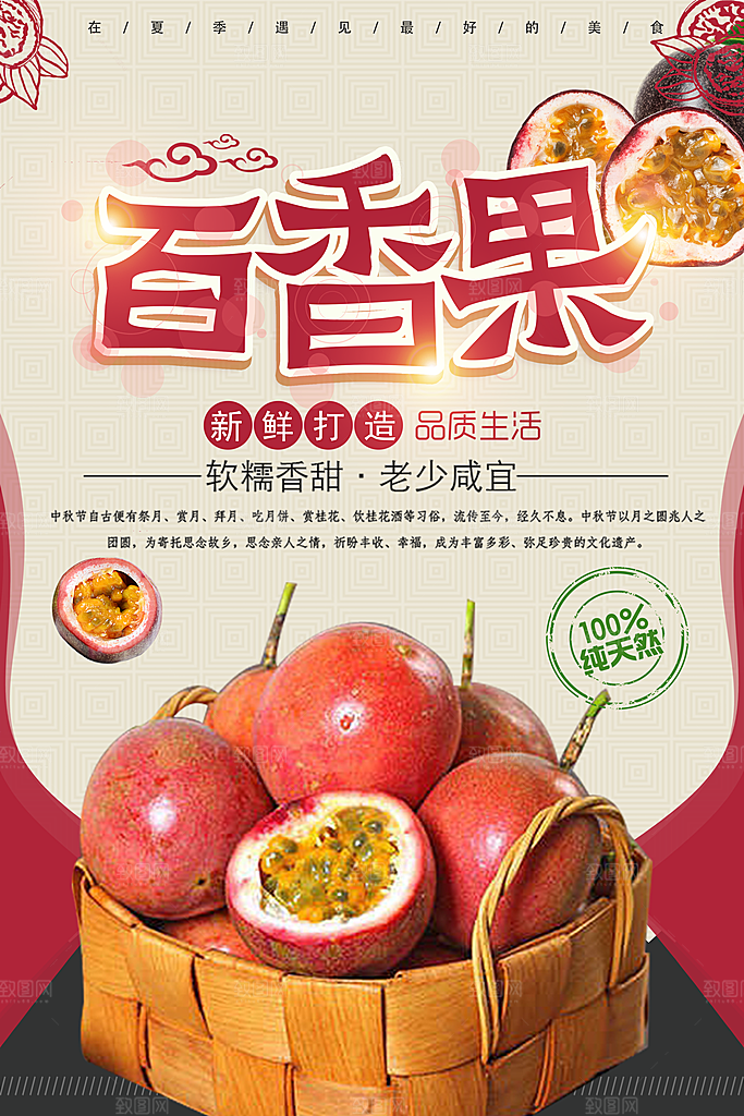 新鲜水果百香果海报