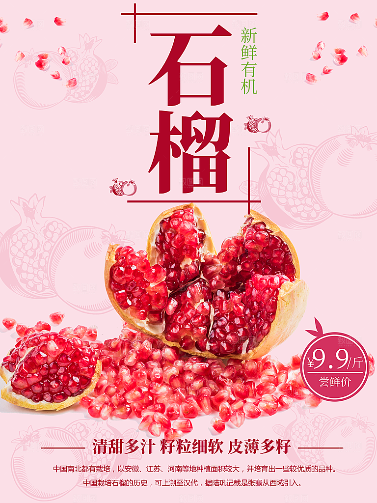 新鲜水果石榴海报