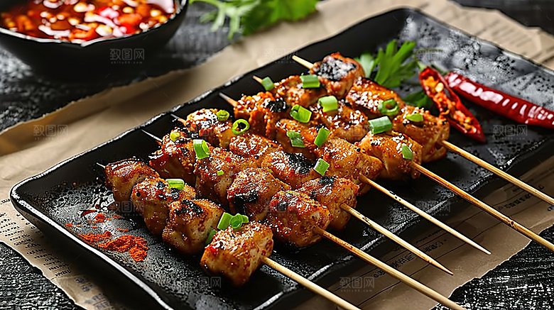 牛肉烹饪烤肉烤串多汁烧烤特色美味香辣美食