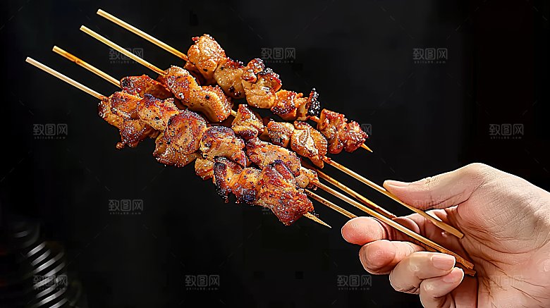 美味烧烤多汁烹饪烤肉烤串牛肉美食香辣