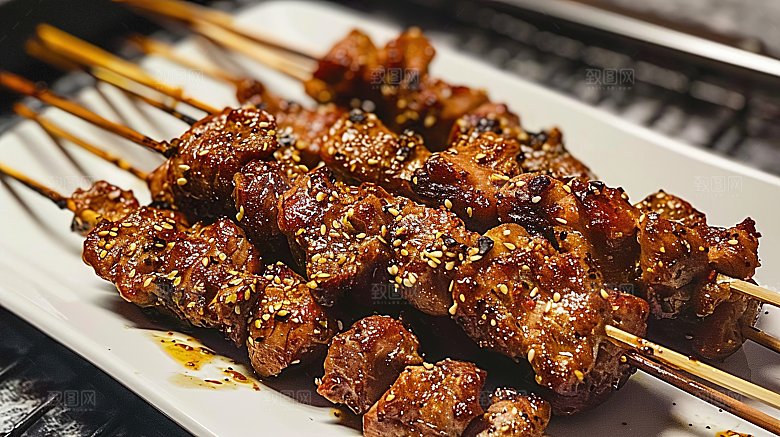 美味香辣烤肉羊肉烤串烧烤多汁美食牛肉高清