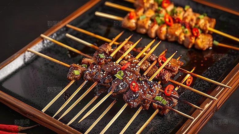 牛肉烹饪美食烧烤美味烤肉香辣烤串特色多汁