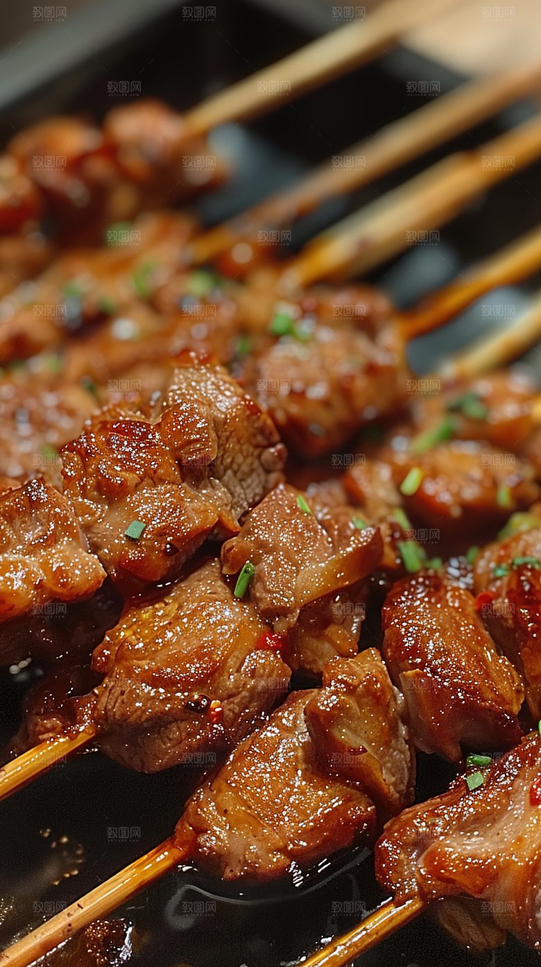 牛肉烧烤烤串大餐多汁串串美食烤肉美味