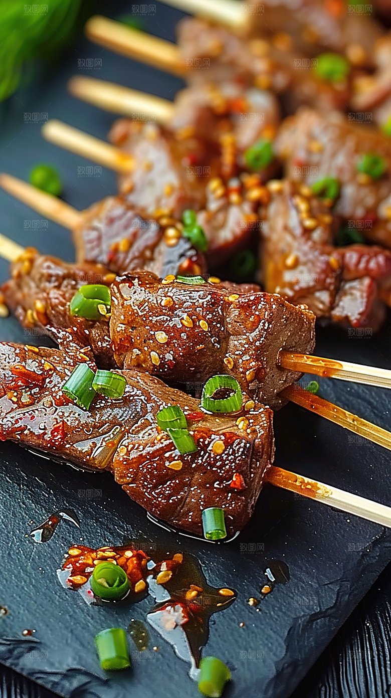 牛肉摄影美味烤肉多汁烤串美食烧烤串串羊肉
