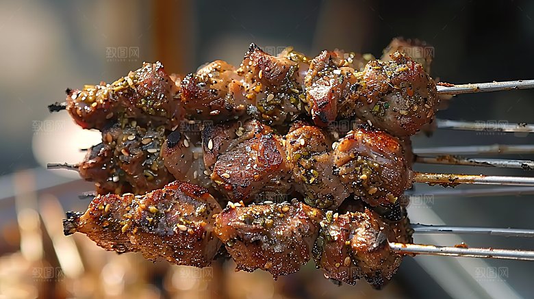 牛肉特色烤串烧烤多汁烹饪香辣美食高清烤肉