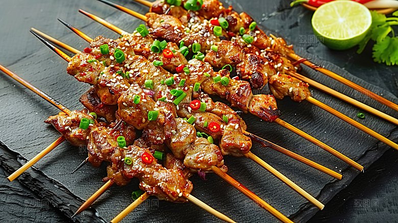 烧烤烹饪牛肉美食烤串美味多汁香辣特色烤肉