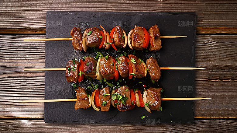烧烤串串大餐美食美味牛肉多汁烤串烤肉