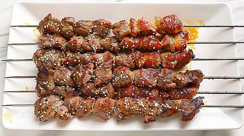 烧烤串串大餐美食美味牛肉多汁烤串烤肉