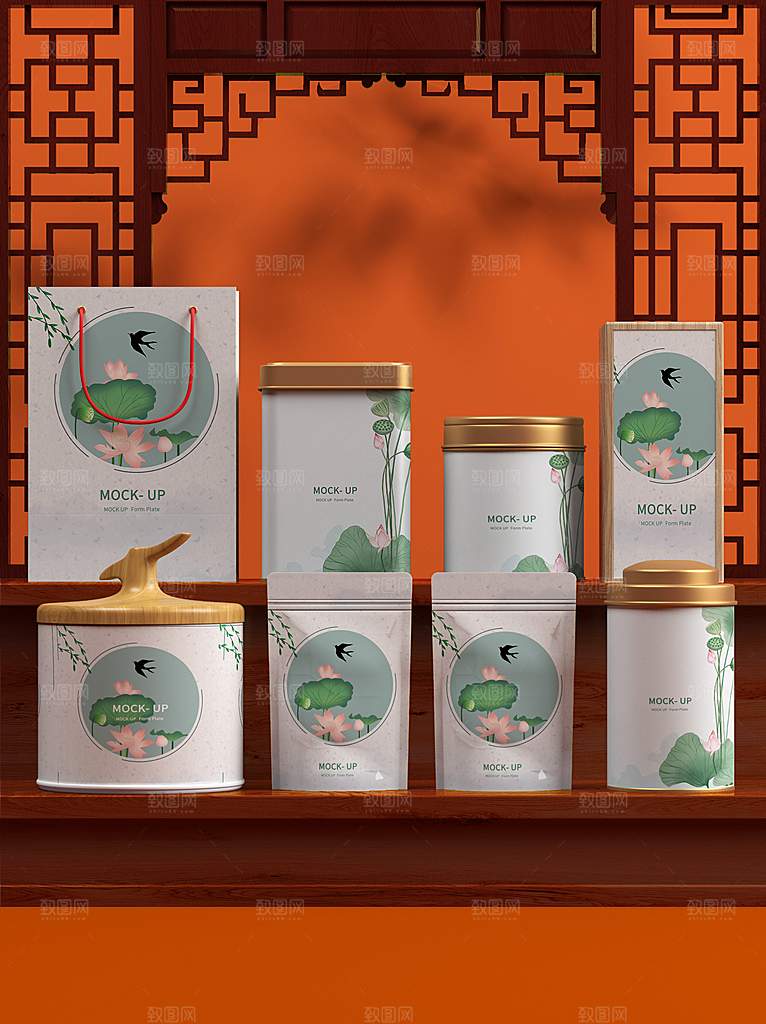 创意文创茶叶包装礼盒样机