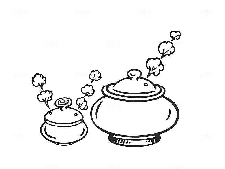 矢量手绘厨具炒菜锅素材