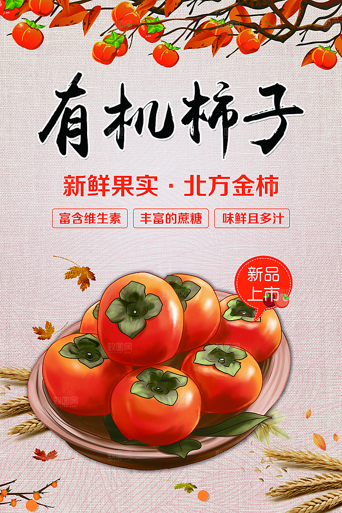 新鲜水果有机柿子