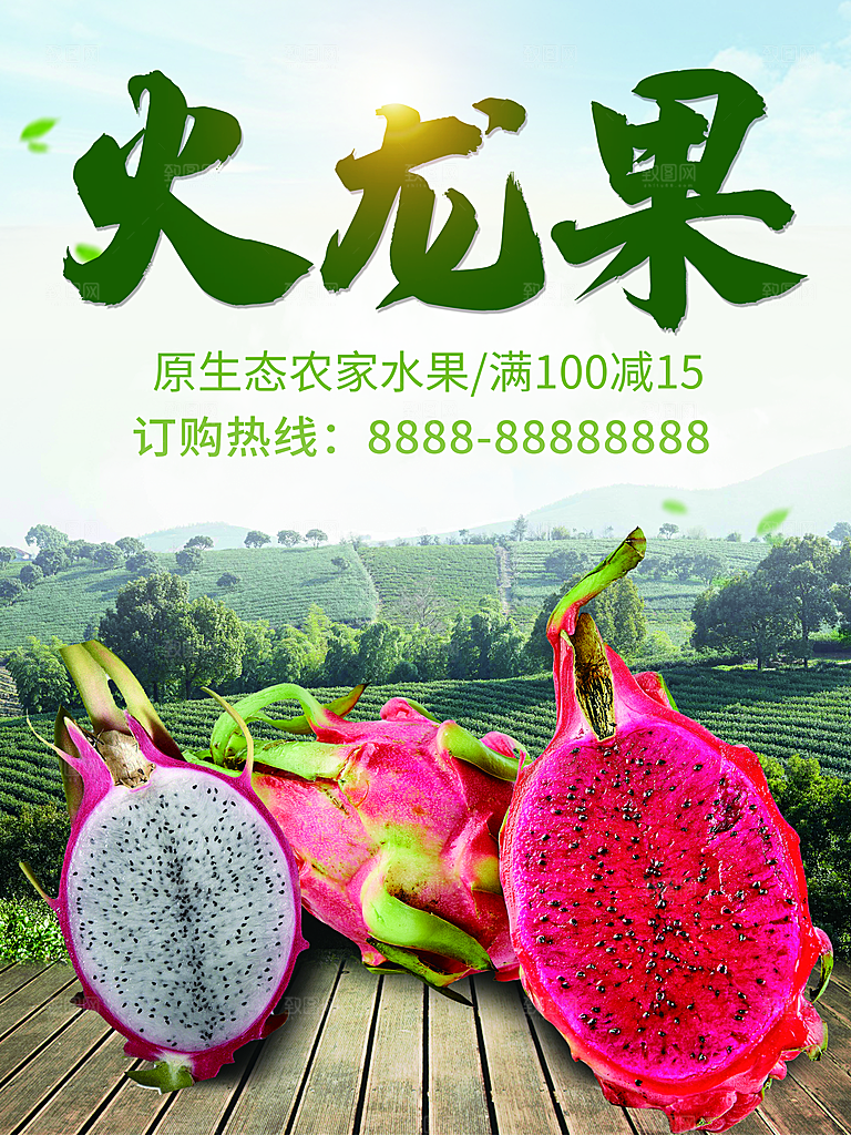 新鲜水果火龙果海报