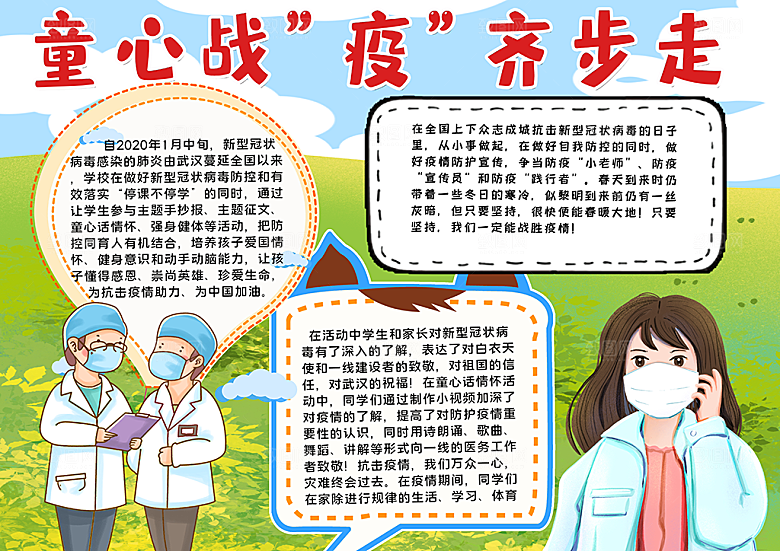 校园防疫抗病毒医疗word小报