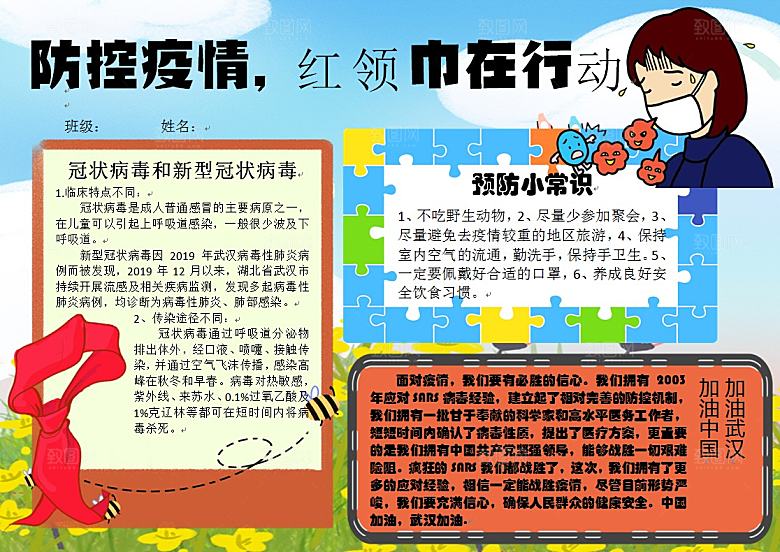 抗击病毒疫情医疗word小报